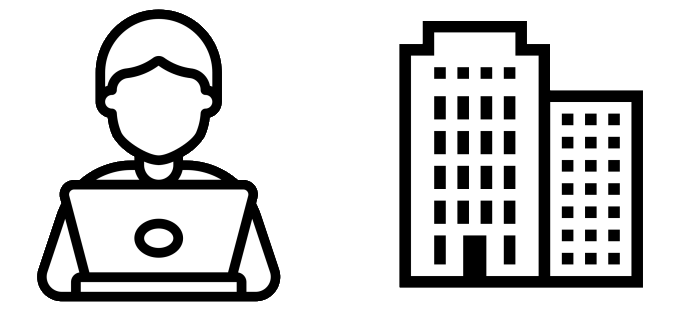 Ilustración de un trabajador autónomo y una PYME.