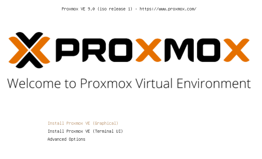 Interfaz GRUB de Proxmox.