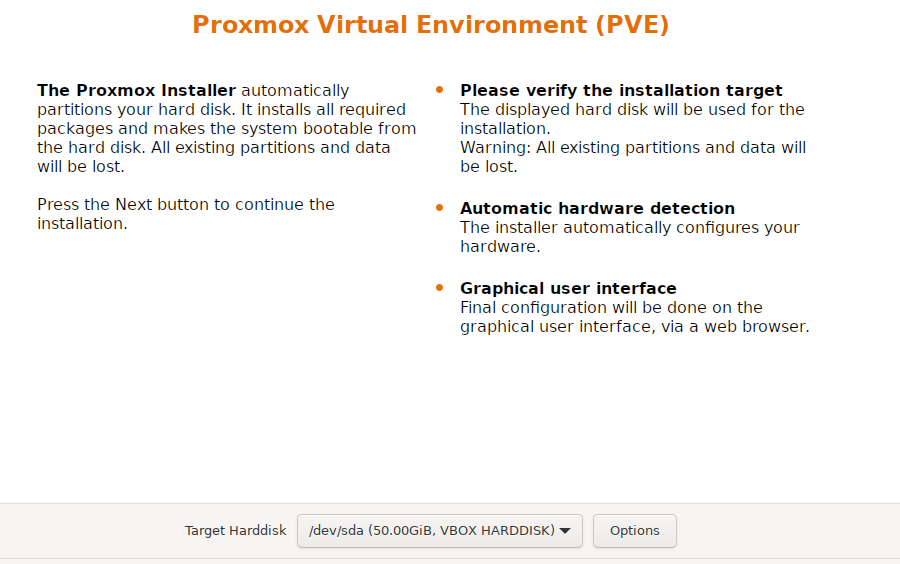 Selección del disco duro de instalación.