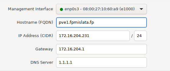 Configuración de red.