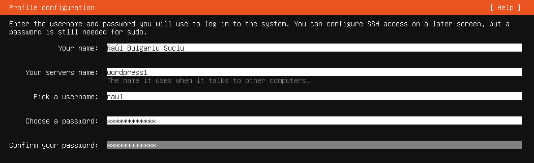 Configuración de usuarios.