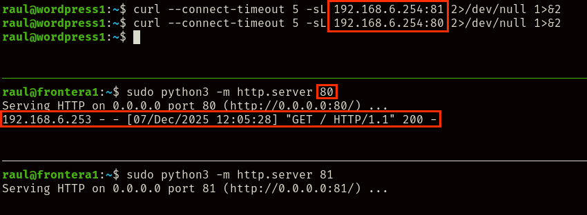 Funcionamiento exitoso del cortafuegos.