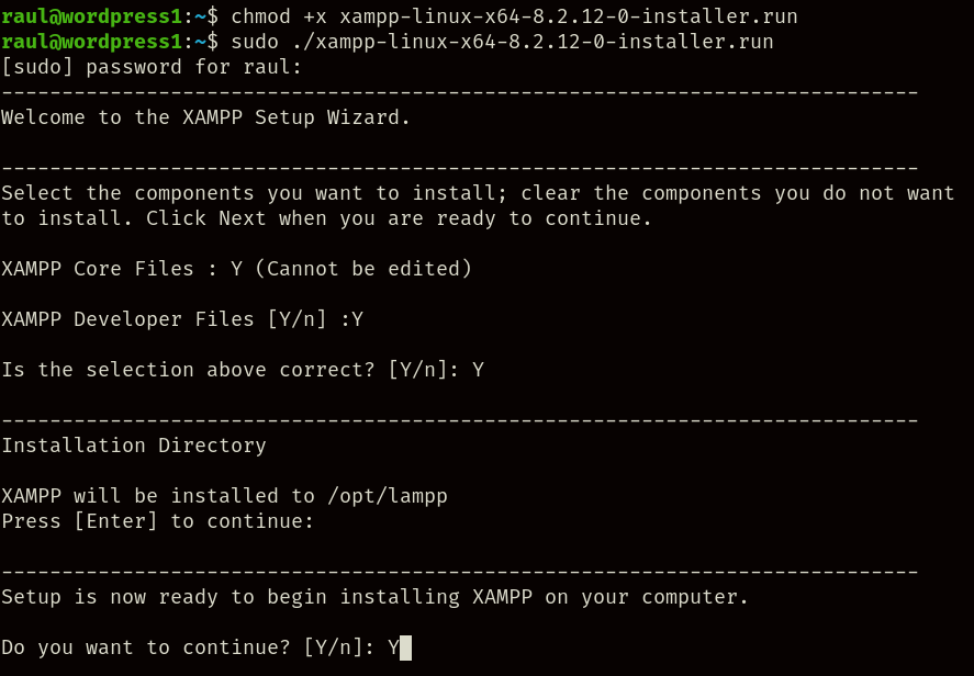 Instalador de XAMPP.