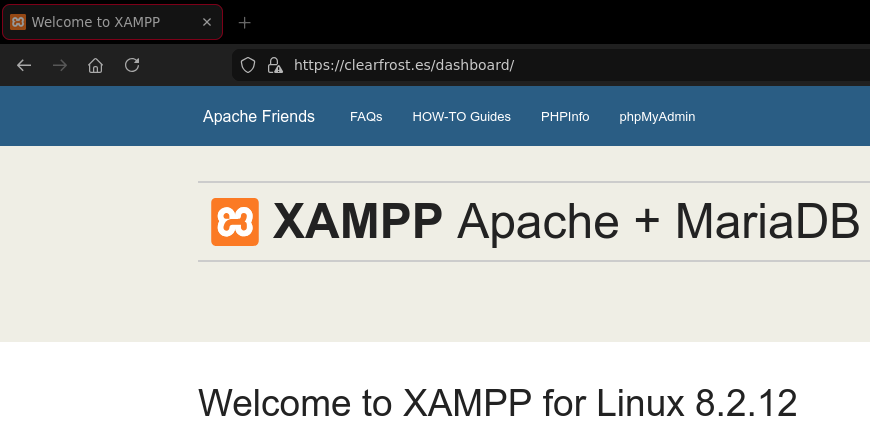 Panel de control de XAMPP.