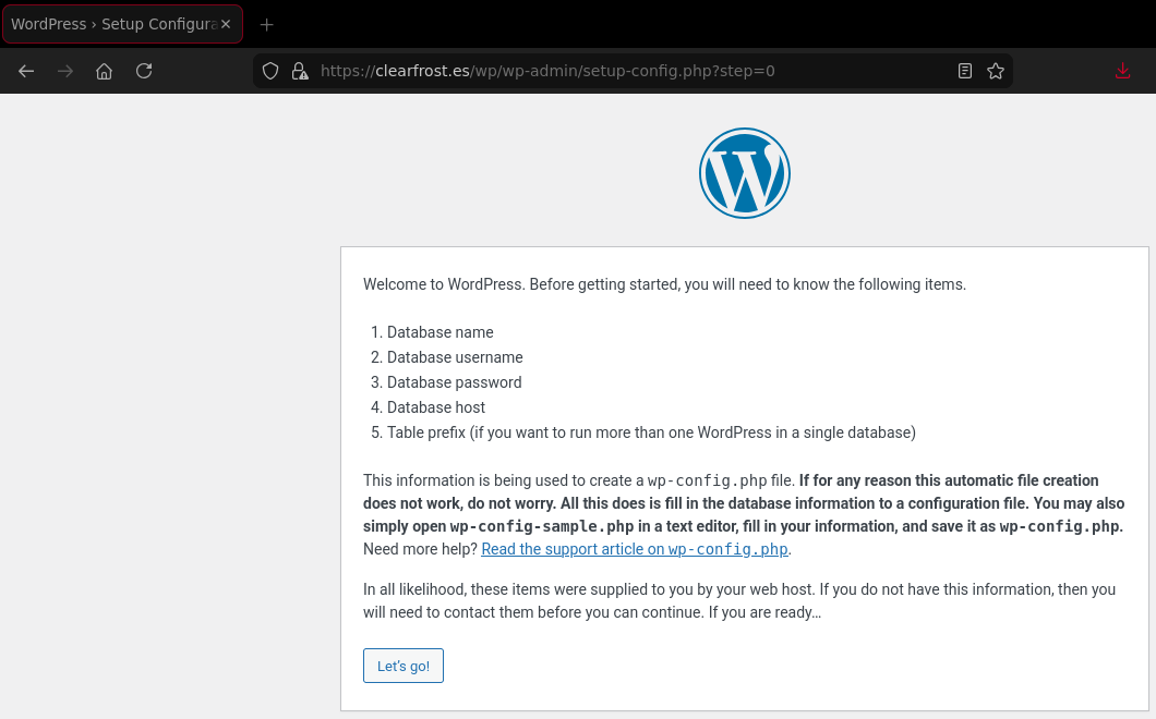 Instalador de WordPress.