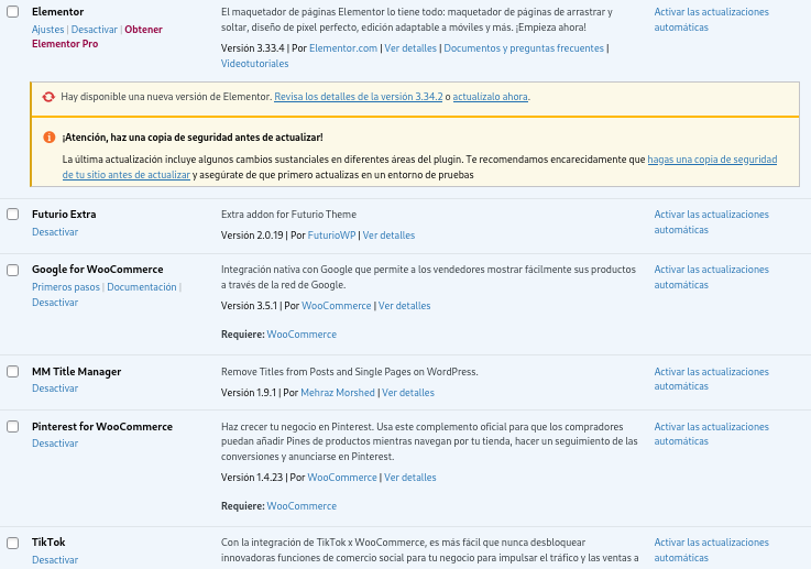 Plugins de nuestra página.